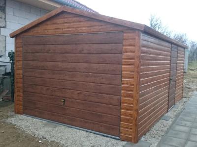 3,5x6 gable SUPERLINE-PLUS - šviesus riešutas + durys